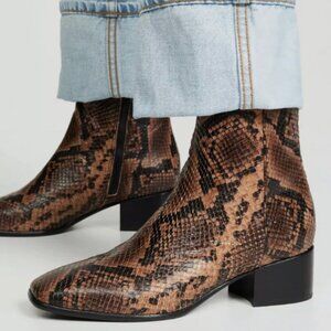 Rag and Bone Aslen Mid-Top Snake-Print Leather Booties